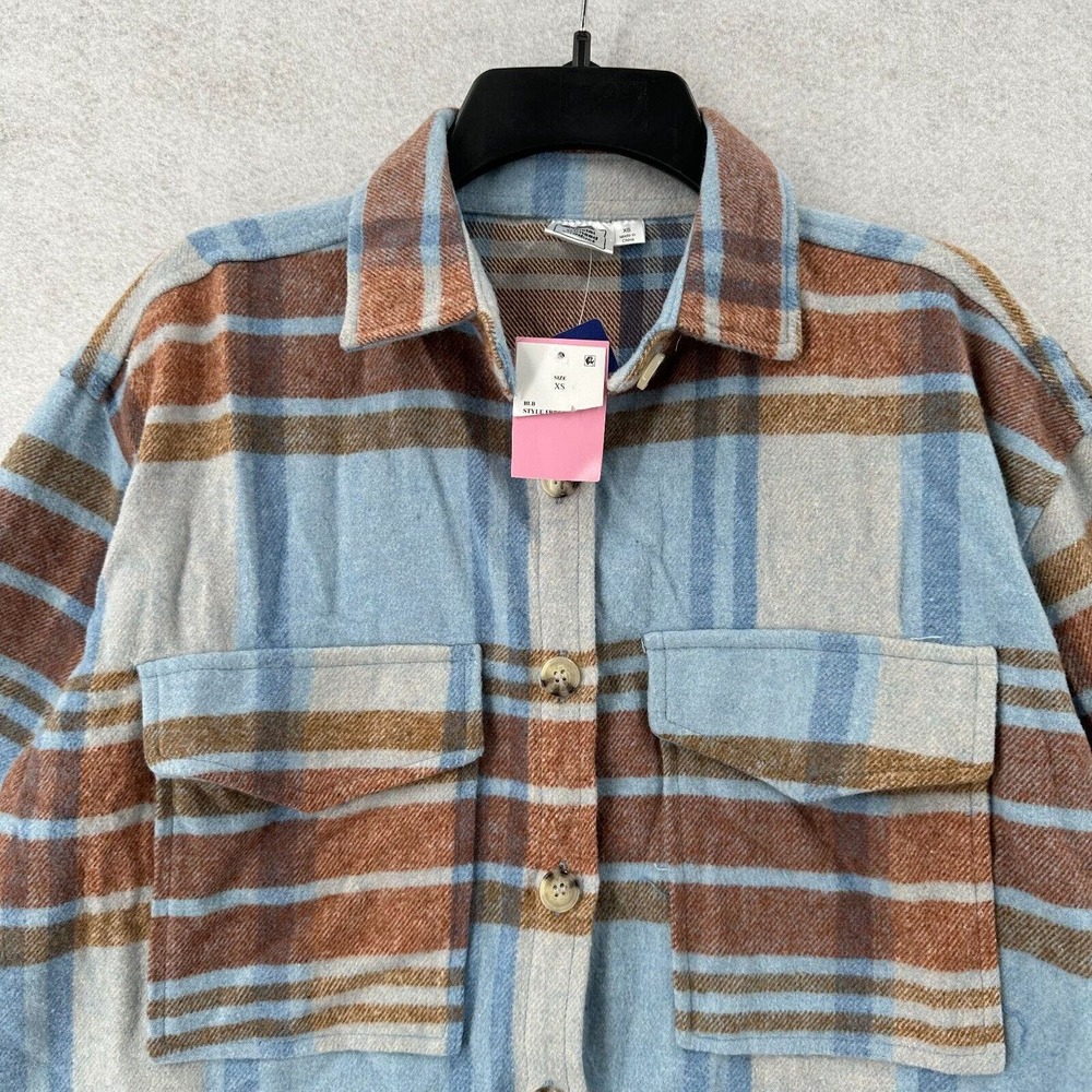 NWT Ford Bronco Graphic Shacket Flannel Shirt Womens XS Long Sleeve Plaid‎ - Picture 5 of 14